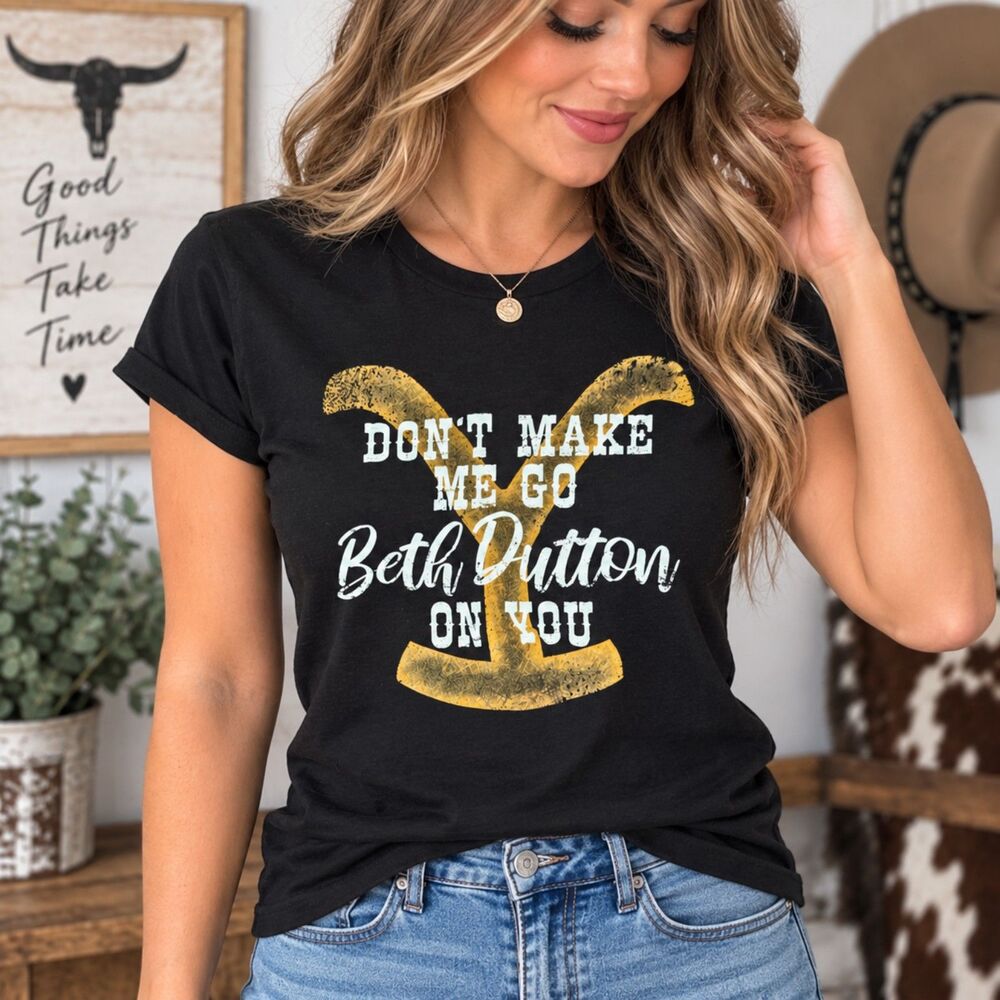 Yellowstone Beth Dutton Black Graphic T-Shirt, Country Aesthetic Tee, Size Large